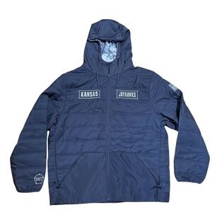 Colosseum Men's 2XL Kansas Jayhawks Camo Puffer Jacket Full-Zip Hooded KU